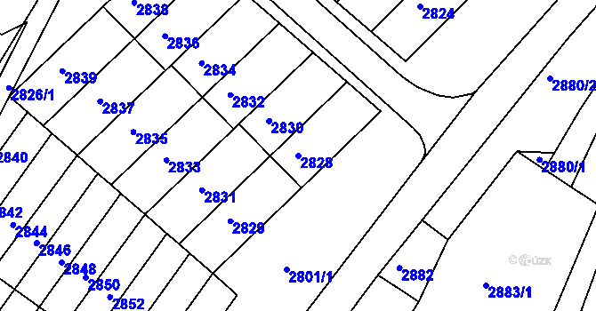 Parcela st. 2828 v KÚ Rýmařov, Katastrální mapa