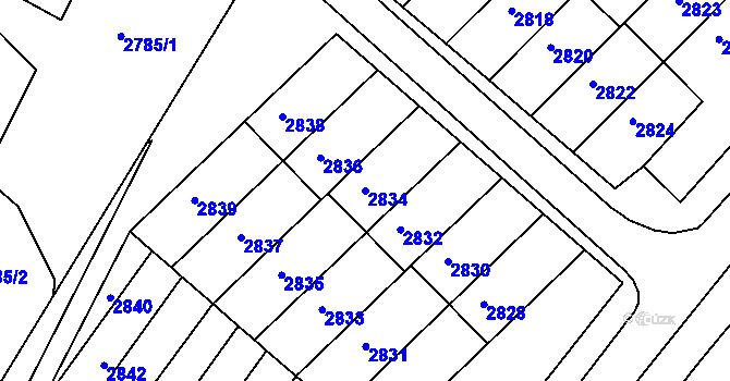 Parcela st. 2834 v KÚ Rýmařov, Katastrální mapa