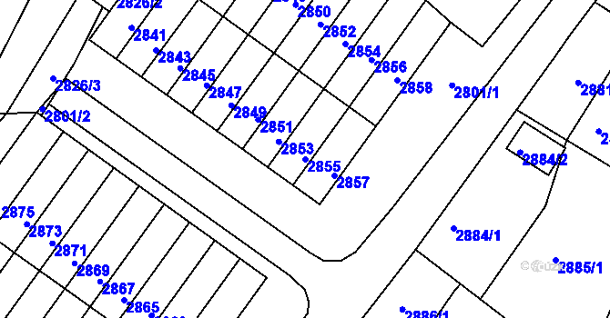 Parcela st. 2855 v KÚ Rýmařov, Katastrální mapa