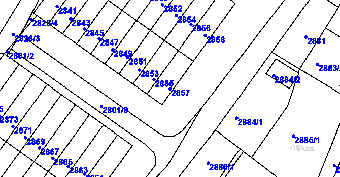 Parcela st. 2857 v KÚ Rýmařov, Katastrální mapa