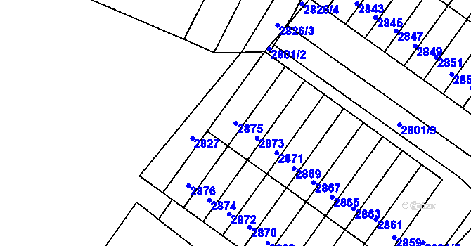Parcela st. 2875 v KÚ Rýmařov, Katastrální mapa