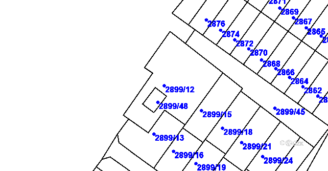 Parcela st. 2899/12 v KÚ Rýmařov, Katastrální mapa