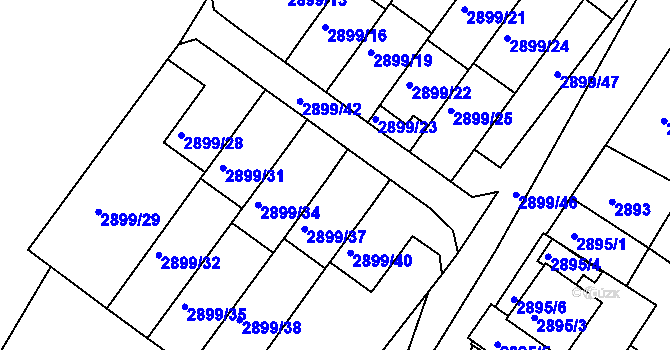 Parcela st. 2899/36 v KÚ Rýmařov, Katastrální mapa
