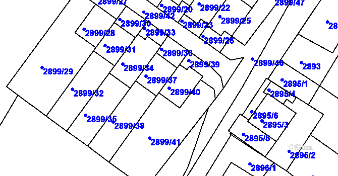 Parcela st. 2899/40 v KÚ Rýmařov, Katastrální mapa