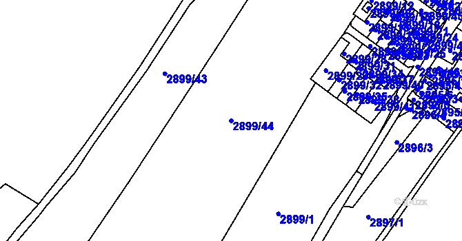 Parcela st. 2899/44 v KÚ Rýmařov, Katastrální mapa