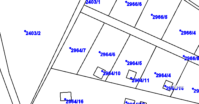 Parcela st. 2964/6 v KÚ Rýmařov, Katastrální mapa