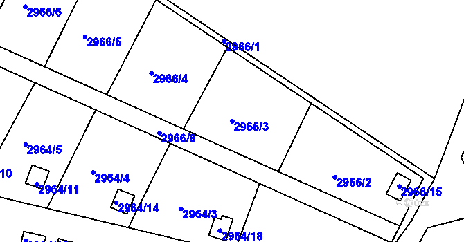 Parcela st. 2966/3 v KÚ Rýmařov, Katastrální mapa
