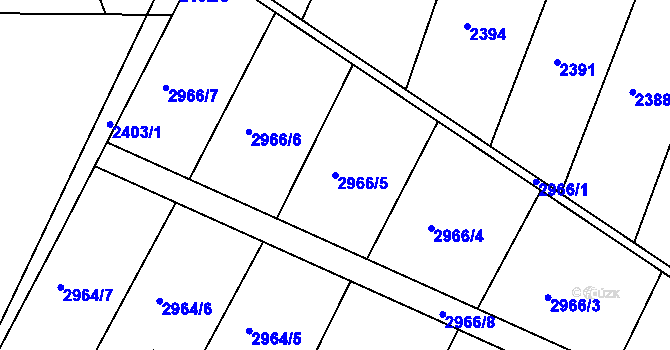 Parcela st. 2966/5 v KÚ Rýmařov, Katastrální mapa