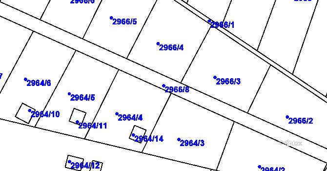 Parcela st. 2966/8 v KÚ Rýmařov, Katastrální mapa