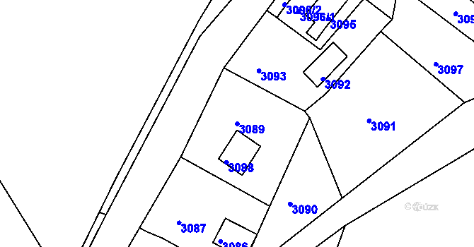 Parcela st. 3089 v KÚ Rýmařov, Katastrální mapa
