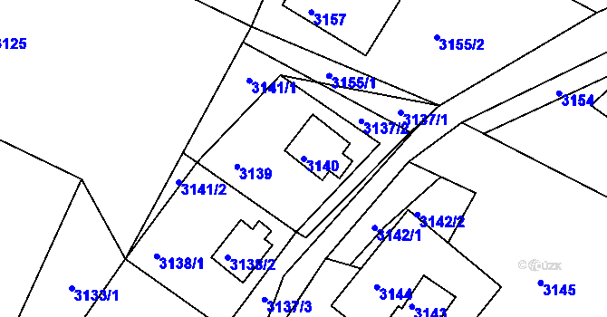 Parcela st. 3140 v KÚ Rýmařov, Katastrální mapa