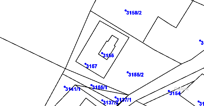 Parcela st. 3156 v KÚ Rýmařov, Katastrální mapa