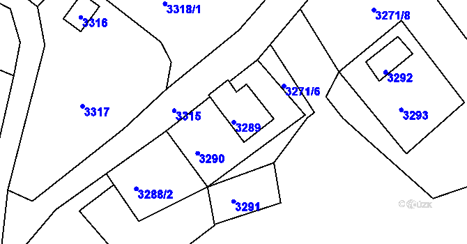 Parcela st. 3289 v KÚ Rýmařov, Katastrální mapa