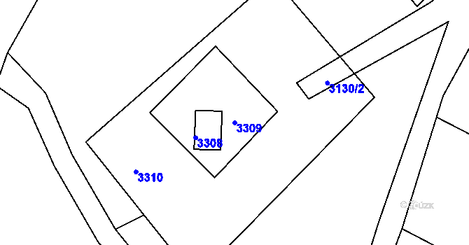 Parcela st. 3309 v KÚ Rýmařov, Katastrální mapa