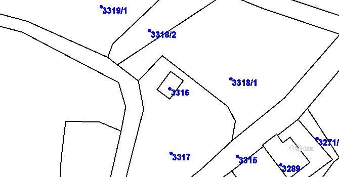 Parcela st. 3316 v KÚ Rýmařov, Katastrální mapa