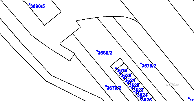 Parcela st. 3680/2 v KÚ Rýmařov, Katastrální mapa
