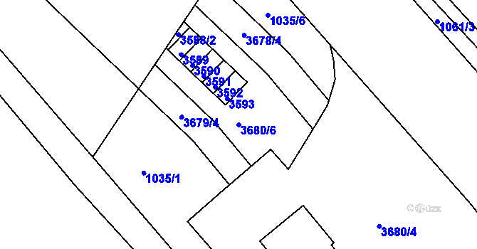 Parcela st. 3680/6 v KÚ Rýmařov, Katastrální mapa