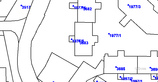 Parcela st. 3683 v KÚ Rýmařov, Katastrální mapa