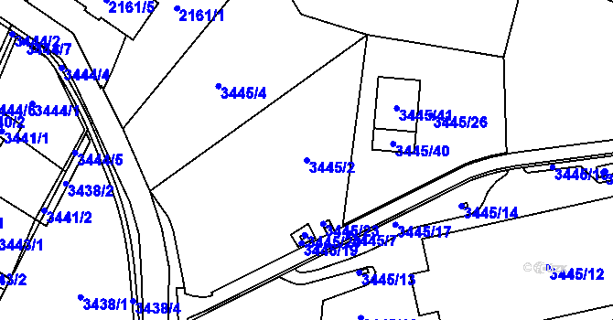 Parcela st. 3445/2 v KÚ Rýmařov, Katastrální mapa