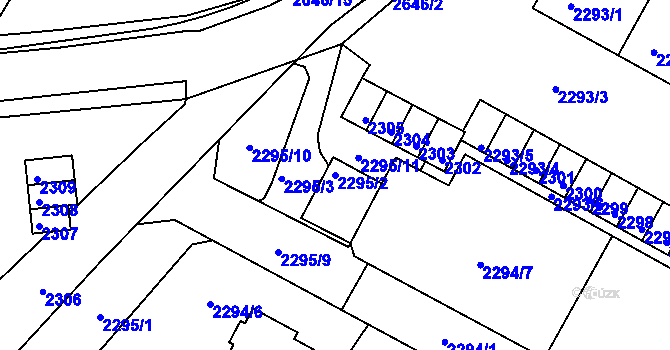 Parcela st. 2295/2 v KÚ Rýmařov, Katastrální mapa