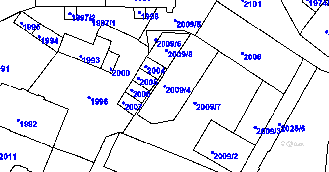 Parcela st. 2009/4 v KÚ Rýmařov, Katastrální mapa