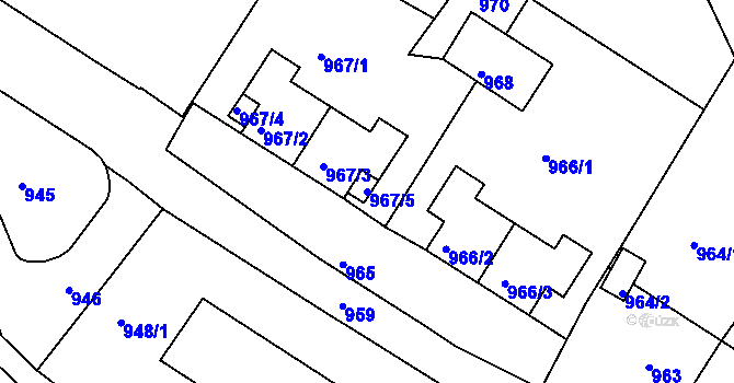 Parcela st. 967/5 v KÚ Rýmařov, Katastrální mapa