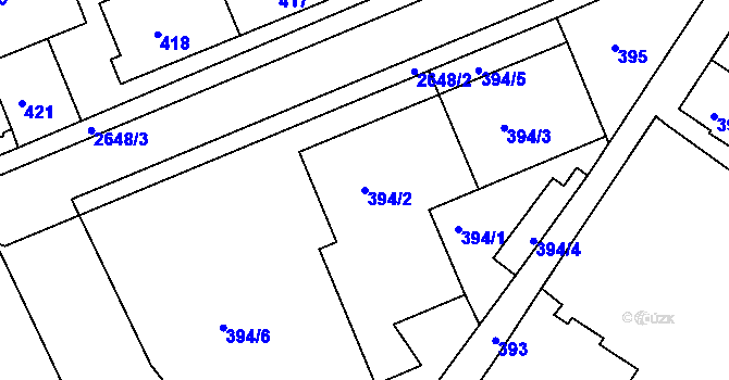 Parcela st. 394/2 v KÚ Rýmařov, Katastrální mapa