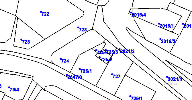 Parcela st. 725/4 v KÚ Rýmařov, Katastrální mapa