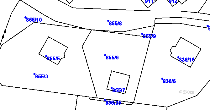 Parcela st. 855/6 v KÚ Rýmařov, Katastrální mapa