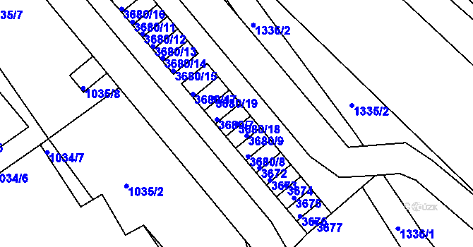 Parcela st. 3680/18 v KÚ Rýmařov, Katastrální mapa