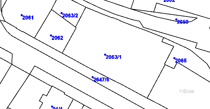 Parcela st. 2063/1 v KÚ Rýmařov, Katastrální mapa