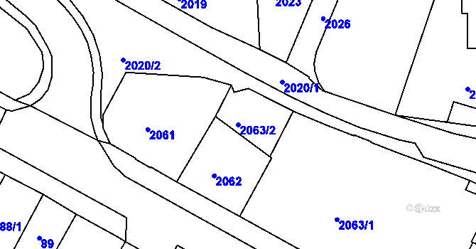 Parcela st. 2063/2 v KÚ Rýmařov, Katastrální mapa