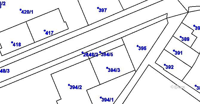 Parcela st. 394/5 v KÚ Rýmařov, Katastrální mapa