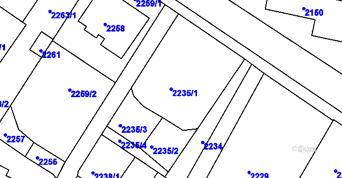 Parcela st. 2235/1 v KÚ Rýmařov, Katastrální mapa