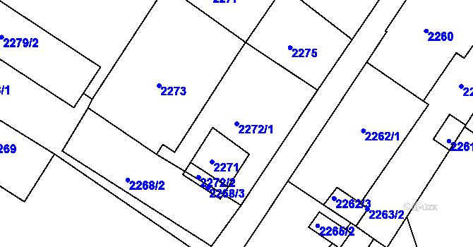 Parcela st. 2272/1 v KÚ Rýmařov, Katastrální mapa
