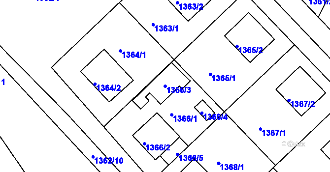 Parcela st. 1366/3 v KÚ Rýmařov, Katastrální mapa