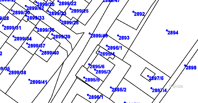Parcela st. 2895/4 v KÚ Rýmařov, Katastrální mapa