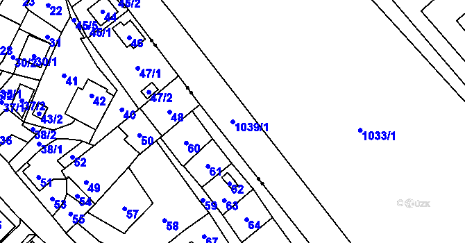 Parcela st. 1039/1 v KÚ Rýmařov, Katastrální mapa
