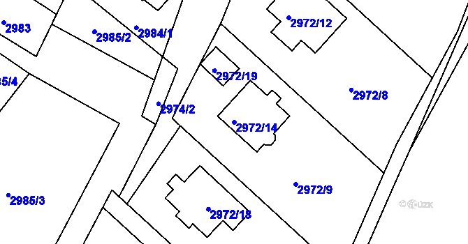 Parcela st. 2972/14 v KÚ Rýmařov, Katastrální mapa