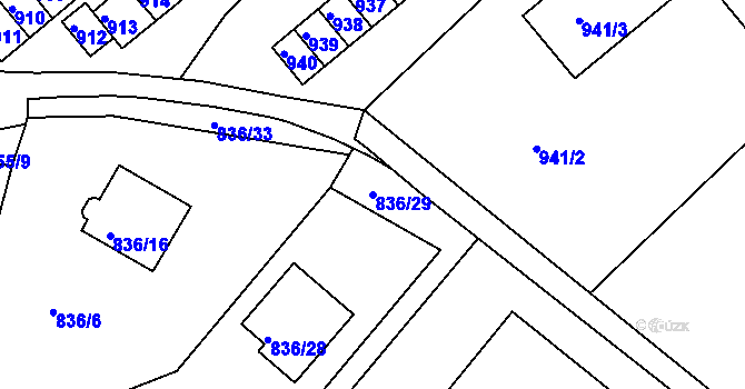 Parcela st. 836/29 v KÚ Rýmařov, Katastrální mapa