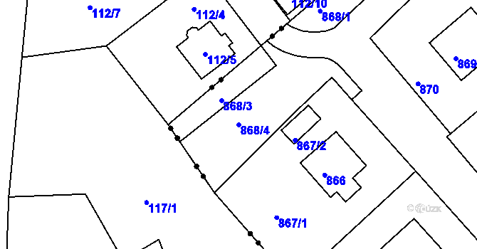 Parcela st. 868/4 v KÚ Rýmařov, Katastrální mapa