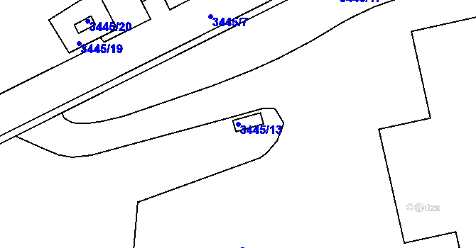 Parcela st. 3445/13 v KÚ Rýmařov, Katastrální mapa