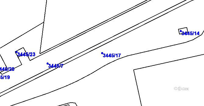 Parcela st. 3445/17 v KÚ Rýmařov, Katastrální mapa