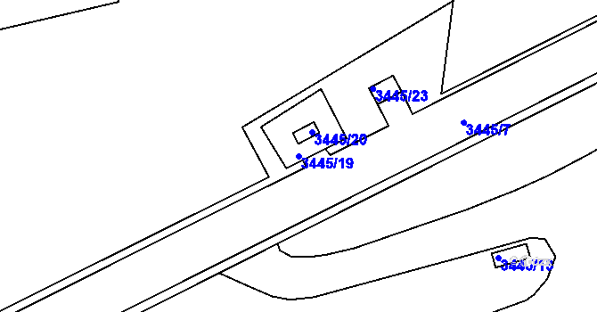 Parcela st. 3445/19 v KÚ Rýmařov, Katastrální mapa