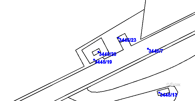 Parcela st. 3445/20 v KÚ Rýmařov, Katastrální mapa