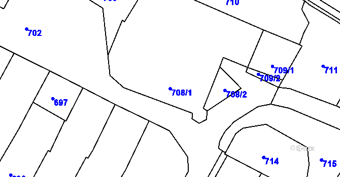 Parcela st. 708/1 v KÚ Rýmařov, Katastrální mapa