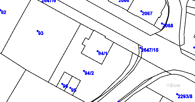 Parcela st. 94/1 v KÚ Rýmařov, Katastrální mapa