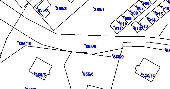 Parcela st. 855/8 v KÚ Rýmařov, Katastrální mapa