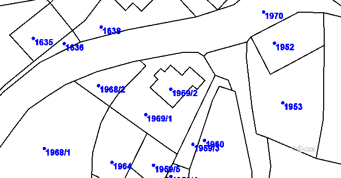 Parcela st. 1969/2 v KÚ Rýmařov, Katastrální mapa