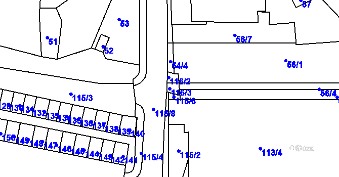 Parcela st. 116/3 v KÚ Rýmařov, Katastrální mapa